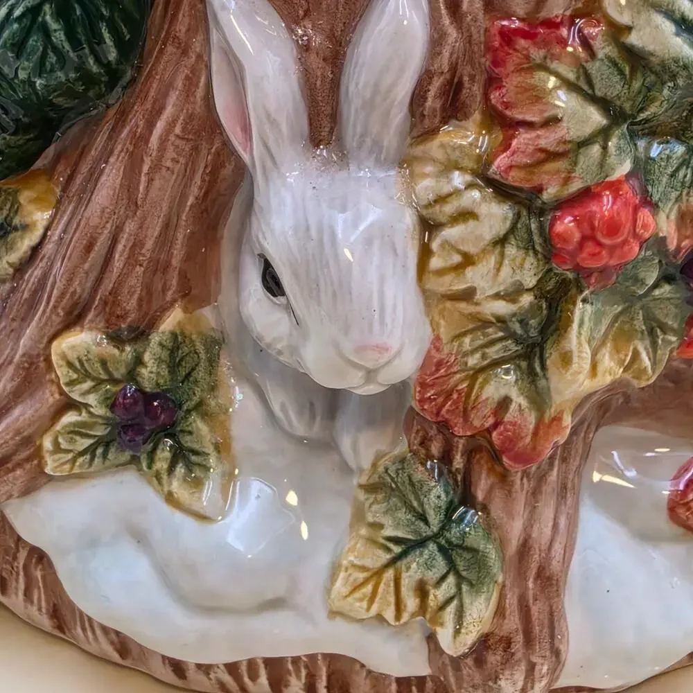 Vintage Fitz & Floyd Snowy Woods Santa Centerpiece Vase 1996 w/ Box 19/1207